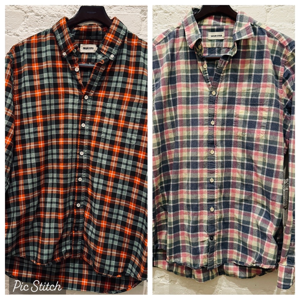 Lot of Taylor Stitch plaid The Jack button down shirts, size 44 / XL